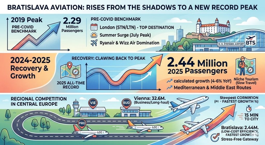 Bratislava Aviation: Comparing the 2019 Benchmark with the 2024-2025 Recovery