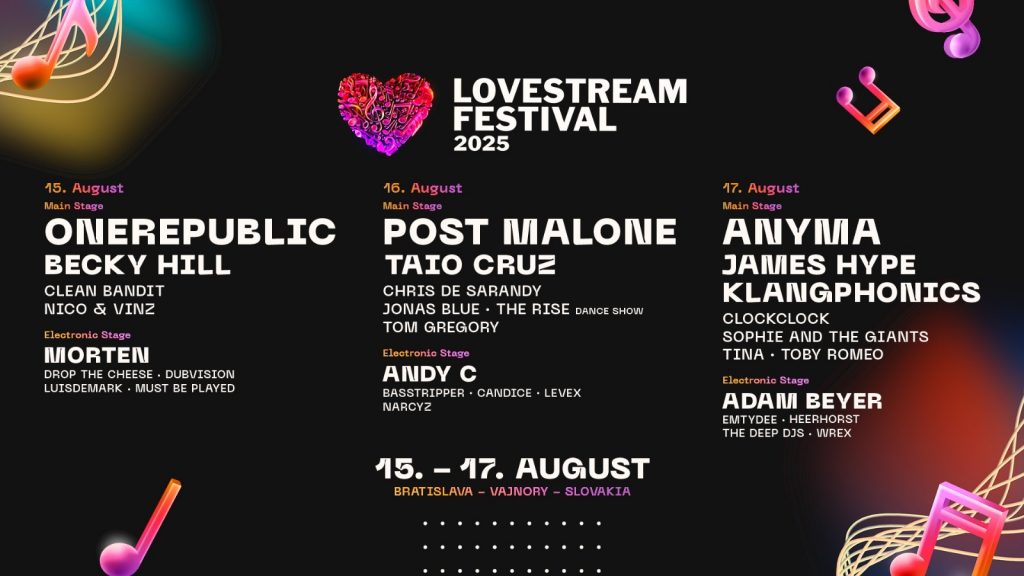 Post Malone, OneRepublic, Becky Hill, and Clean Bandit Head to Lovestream Bratislava 2025